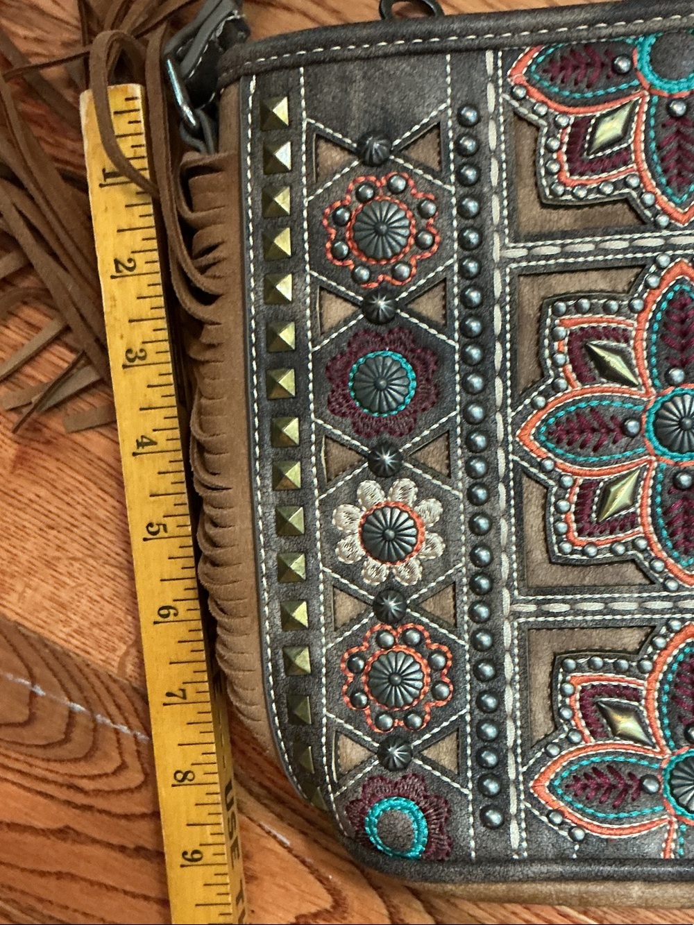 Montana West Embroidered And Studded Fringe Crossbody - Picture 7 of 8